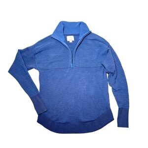 OFFLINE by Aerie Home Stretch Ribbed Sweater Top Half Zip Blue Small Cozy Lounge